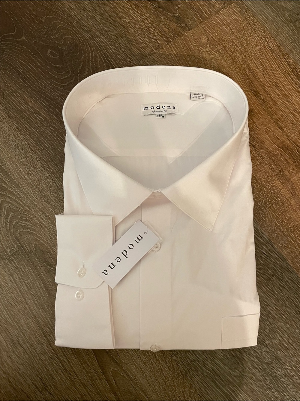 NWT Modena Men's Classic Fit Long Sleeve Dress Shirt M300CLOR White
